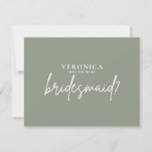 Minimal Boho Sage Green Bridesmaid Vorschlag Card (Vorderseite)
