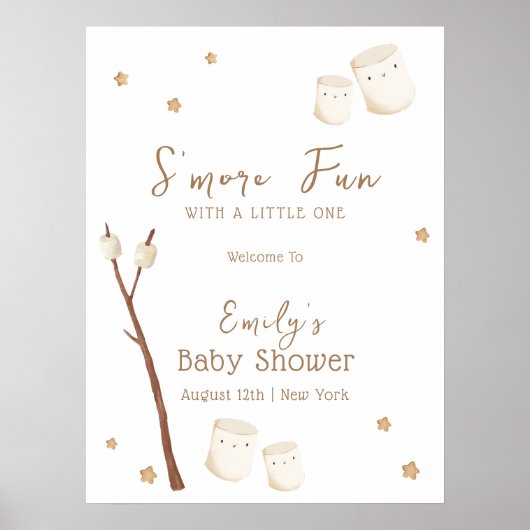 Minimal Boho S'more Fun Stars Babydusche Willkomme Poster (Vorne)