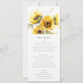Minimal Boho Sunflower Rustic Wedding Menu Card Einladung (Vorderseite)