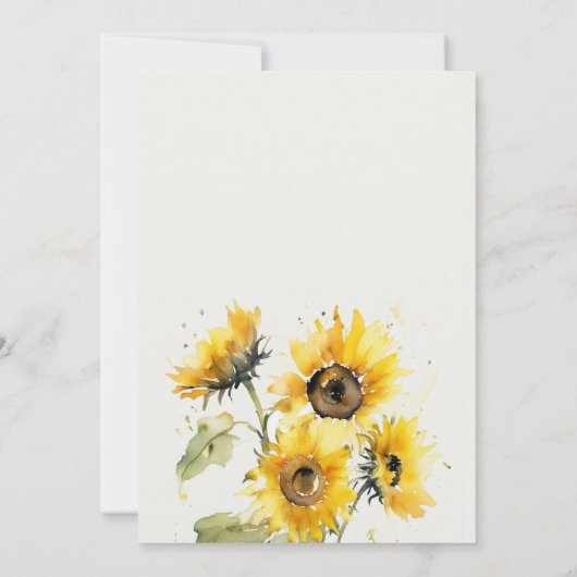 Minimal Boho Wasserfarbe Sonnenblume Rustikale Hoc Einladung (Rückseite)