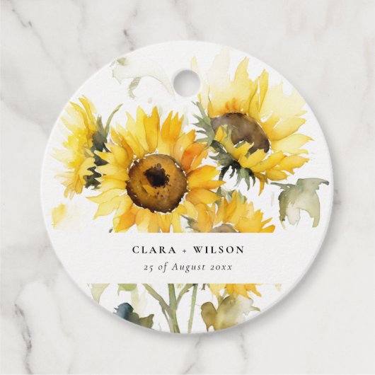 Minimal Boho Wasserfarbe Sonnenblume Rustikale Hoc Geschenkanhänger (Vorderseite)