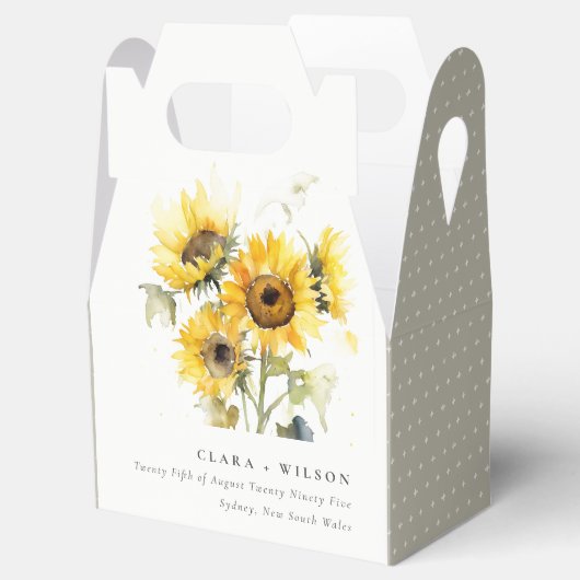 Minimal Boho Wasserfarbe Sonnenblume Rustikale Hoc Geschenkschachtel (Geöffnet)