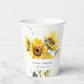 Minimal Boho Wasserfarbe Sonnenblume Rustikale Hoc Pappbecher (Rückseite)