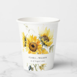 Minimal Boho Wasserfarbe Sonnenblume Rustikale Hoc Pappbecher