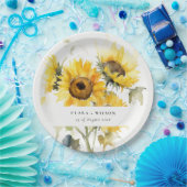 Minimal Boho Wasserfarbe Sonnenblume Rustikale Hoc Pappteller (Party)