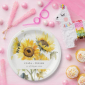 Minimal Boho Wasserfarbe Sonnenblume Rustikale Hoc Pappteller (Party)