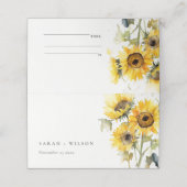 Minimal Boho Wasserfarbe Sonnenblume Rustikale Hoc Platzkarte (Außenseite Aufgefaltet)