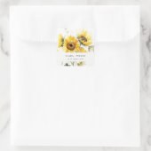 Minimal Boho Wasserfarbe Sonnenblume Rustikale Hoc Quadratischer Aufkleber (Tasche)