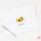 Minimal Boho Wasserfarbe Sonnenblume Rustikale Hoc Quadratischer Aufkleber (Umschlag)