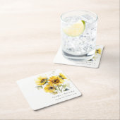 Minimal Boho Wasserfarbe Sonnenblume Rustikale Hoc Rechteckiger Pappuntersetzer (Vor Ort)