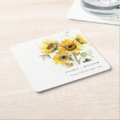 Minimal Boho Wasserfarbe Sonnenblume Rustikale Hoc Rechteckiger Pappuntersetzer (angewinkelt)