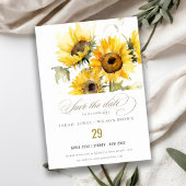 Minimal Boho Wasserfarbe Sonnenblume Rustikale Hoc Save The Date