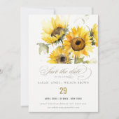 Minimal Boho Wasserfarbe Sonnenblume Rustikale Hoc Save The Date (Vorderseite)