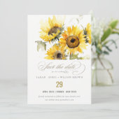 Minimal Boho Wasserfarbe Sonnenblume Rustikale Hoc Save The Date (Stehend Vorderseite)