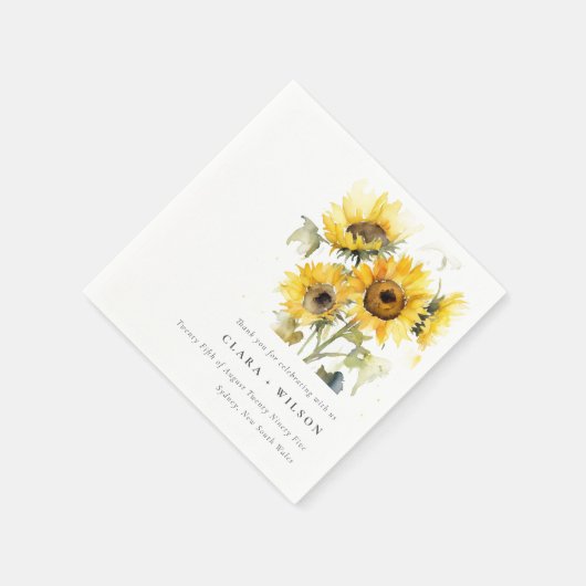 Minimal Boho Wasserfarbe Sonnenblume Rustikale Hoc Serviette (Ecke)