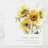 Minimal Boho Wasserfarbe Sonnenblume Rustikale Hoc Weinetikett (Einzelnes Label)