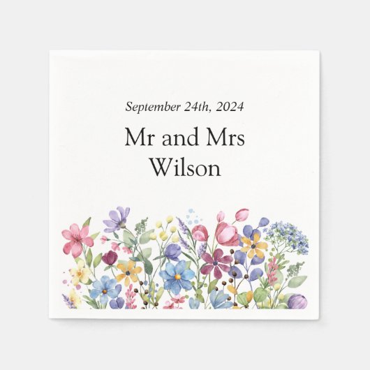 Minimal Boho Wildblume Dinner Serviette (Vorderseite)