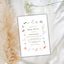 Minimal Boho Wildblume Floral Frame Babydusche