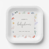 Minimal Boho Wildblume Frame Baby Dusche Pappteller (Vorderseite)