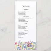 Minimal Boho Wildblume Wedding Menu Menükarte (Vorderseite)