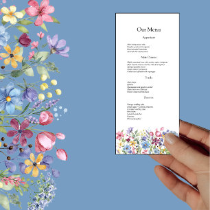 Minimal Boho Wildblume Wedding Menu Menükarte