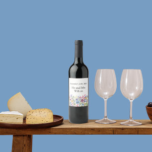 Minimal Boho Wildblume Wedding Weinetikett