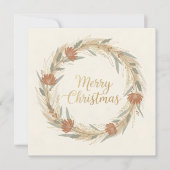 Minimal Boho Wreath Christmas Feiertagskarte (Vorderseite)