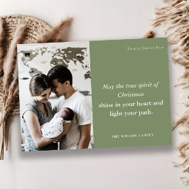 Minimal Bold 1 Photo Dusky Green Christmas Spirit Feiertagskarte