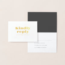 Minimal Bold Gold Typografy Wedding RSVP