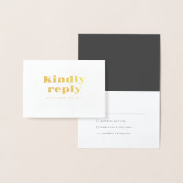 Minimal Bold Gold Typografy Wedding RSVP Folienkarte
