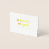 Minimal Bold Gold Typografy Wedding RSVP Folienkarte (Vorderseite)