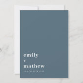 Minimal Bold Navy Blue Typografy Couples Dusche Einladung (Rückseite)