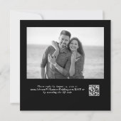 Minimal Bold Square White Floral Black Wedding Einladung (Rückseite)