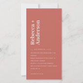 MINIMAL BOLD TOMATO RED TYPOGRAPHY WEDING EINLADUN DANKESKARTE (Vorderseite)