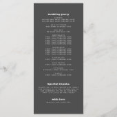 Minimal Bold Typografy Wedding Program Card (Rückseite)