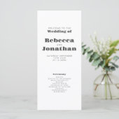 Minimal Bold Typografy Wedding Program Card (Stehend Vorderseite)