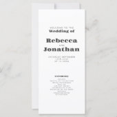 Minimal Bold Typografy Wedding Program Card (Vorderseite)
