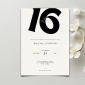 Minimal Bold Typography sweet 16th Birthday Einladung