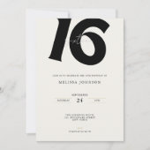 Minimal Bold Typography sweet 16th Birthday  Einladung (Vorderseite)