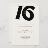 Minimal Bold Typography sweet 16th Birthday  Einladung (Vorne/Hinten)