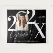 Minimal Bold Year Arch Grad Photo Graduation Black Wandteppich (Vorderseite (Horizontal))