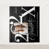 Minimal Bold Year Arch Grad Photo Graduation Black Wandteppich (Vorderseite)