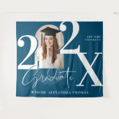 Minimal Bold Year Arch Grad Photo Graduation Blue Wandteppich (Vorderseite (Horizontal))
