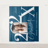 Minimal Bold Year Arch Grad Photo Graduation Blue Wandteppich (Vorderseite)