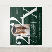 Minimal Bold Year Arch Grad Photo Graduation Green Wandteppich (Vorderseite)