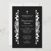 Minimal Botanic Back & White Garland Photo Funeral Einladung (Vorderseite)