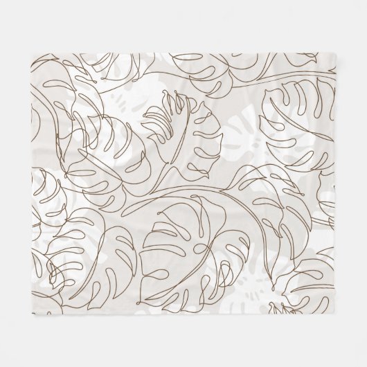 Minimal botanical art seamless pattern. Tropical m Fleecedecke (Vorderseite (Horizontal))