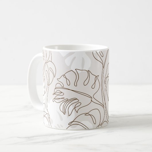 Minimal botanical art seamless pattern. Tropical m Kaffeetasse (Vorderseite Links)