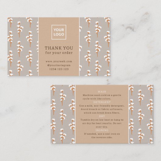 Minimal Botanical Care Instructions Card  Visitenkarte (Vorne/Hinten)