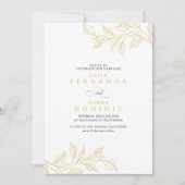 Minimal Botanical Faux Gold Wedding Einladung (Vorderseite)